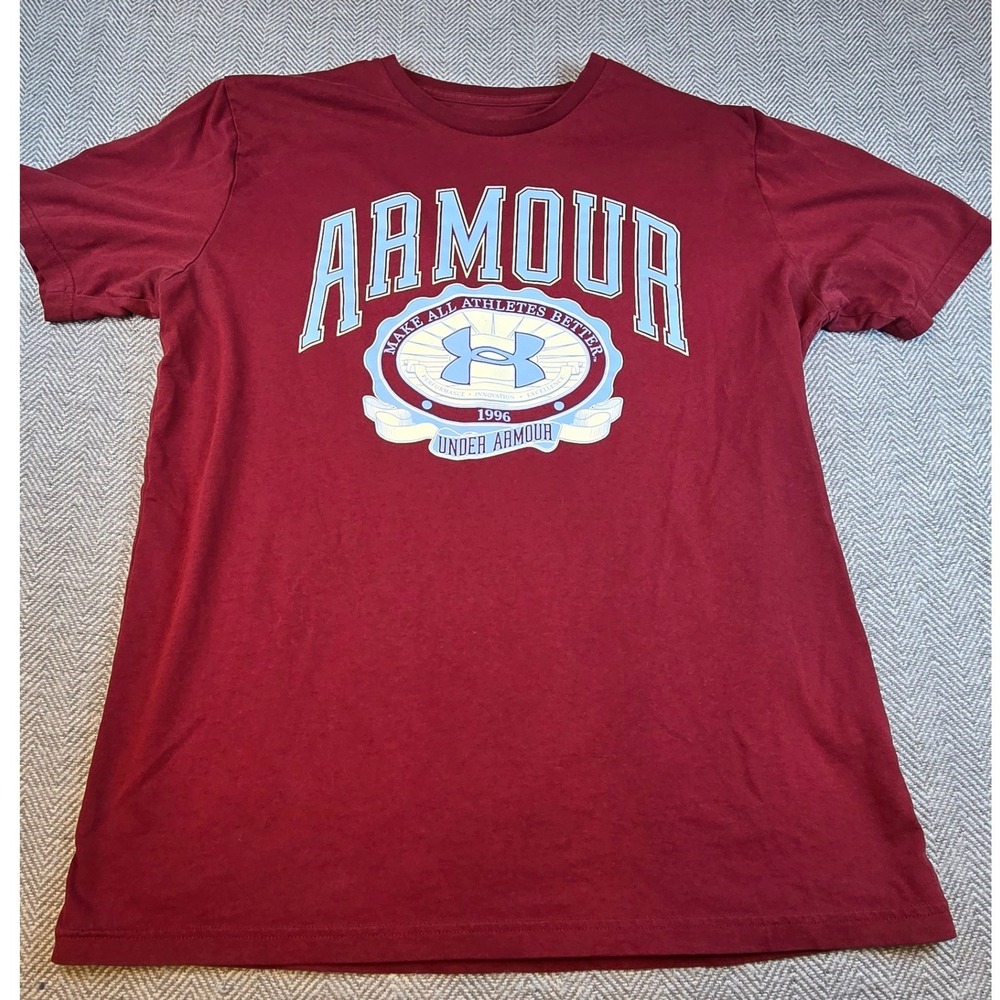 Under Armour Mens Maroon Graphic T-Shirt Short Sleeve Collegiate Logo Size M